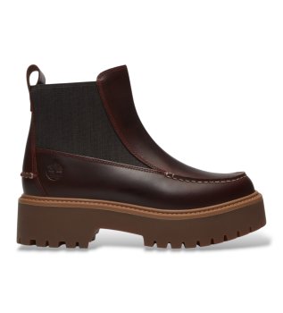 Botines de Piel Chelsea Stone Street granate
