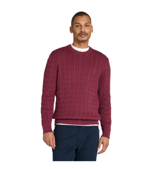 Williams River burgundy plaited knitted jumper