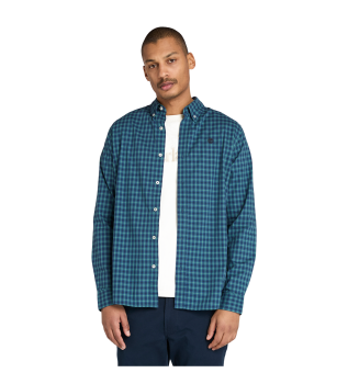 Chemise en popeline bleue  lastique cossais