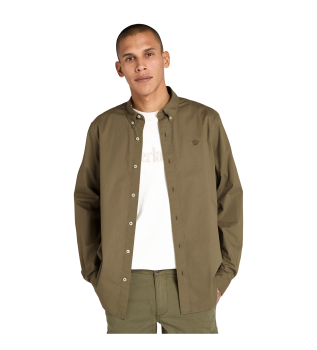 Brun poplinskjorta med stretch