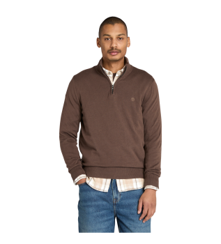 Pull-over zipp un quart marron Williams River