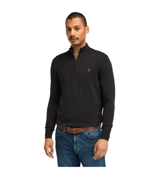 Williams River pullover med kvart lynls, sort