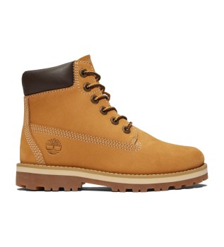 Botas de couro com atacadores Courma amarelo