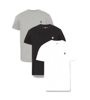 Pack de 3 camisetas Dunstan River gris, negro, blanco