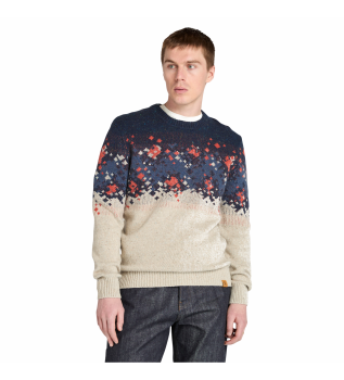 Maglione Fair Isle blu navy, beige