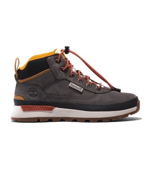 Field Trekker grijze mid-top veterschoenen van leer