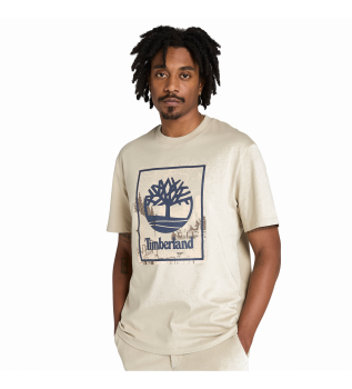 Camiseta con estampado grfico del logo beige