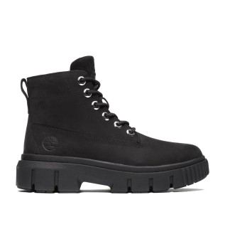 Bottes mi-mollet en cuir  lacets Champ noir