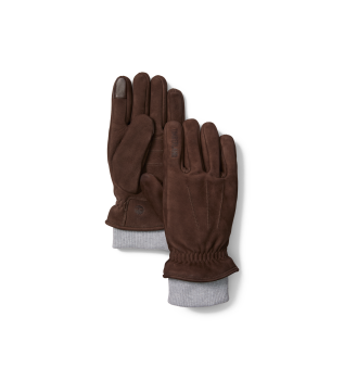 Guantes de cuero con punto de canal marrn