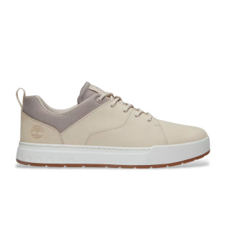 Maple Grove beige leather lace-up low top trainers