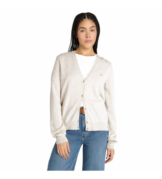 Cardigan in lana merino beige