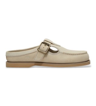 Mocassini in pelle classici con tallone scoperto beige