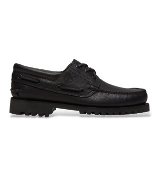 Nautische 3-Ösen-Schuhe handgenäht Authentic schwarz