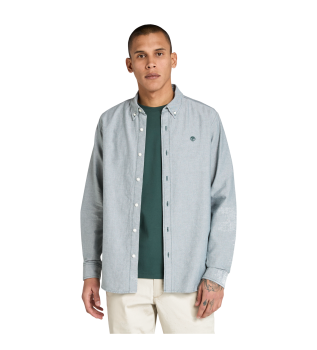 Chemise raye en oxford bleu