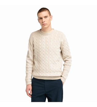 Jersey de cuello redondo con cable de Phillips Brook beige