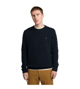Phillips Brook navy ribbed crew neck knit pullover