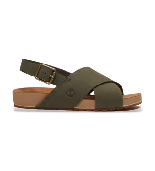 Malibu Waves green leather sandals