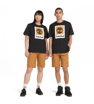 T-shirt unissexo com logtipo vertical preto