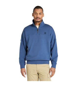 Blue quarter-zip sweatshirt