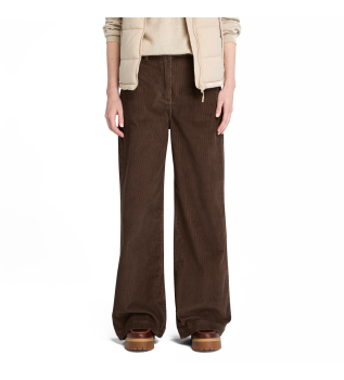 Brązowe sztruksowe spodnie z szerokimi nogawkami