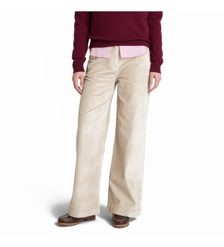 Beżowe sztruksowe spodnie z szerokimi nogawkami