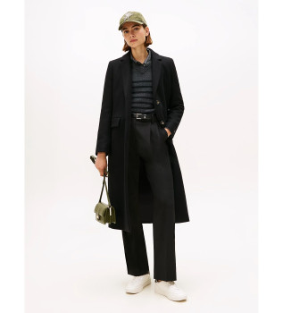 Cappotto lungo nero in misto lana e cashmere