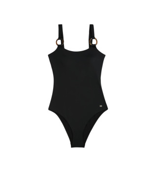 Maillot de bain noir en écaille avec anneaux