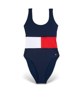 Marynarski kostium kąpielowy z odkrytymi plecami