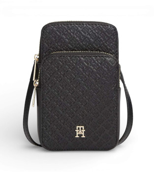 Borsa per cellulare Hilfiger Icon con loghi, nera