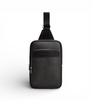 Sac � bandouli�re � textures mixtes noir