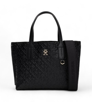 Tote bag med pr�gede TH-monogrammer, sort