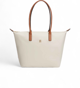 Beige logo tote bag