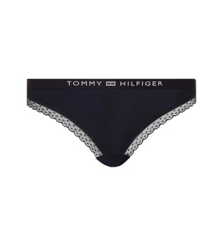 Slip in pizzo tono su tono con logo blu scuro