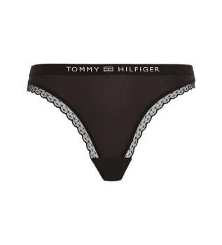 Slip con logo in pizzo tono su tono nero