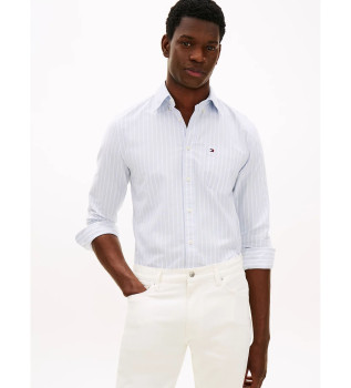 Camisa azul de riscas largas com corte regular