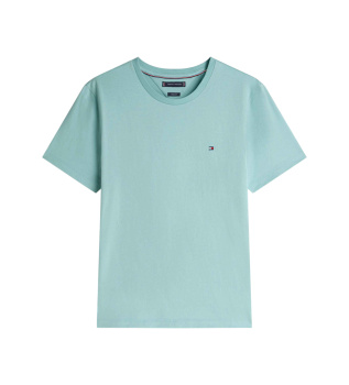 T-shirt com log�tipo turquesa bordado