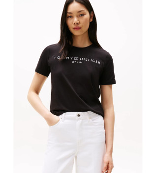 T-shirt com logtipo preto