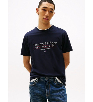 Round neck T-shirt with navy logo