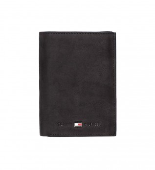 Cartera de piel vertical plegable negro