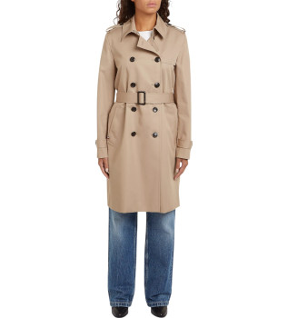 Gabardina bege repelente de gua de corte justo