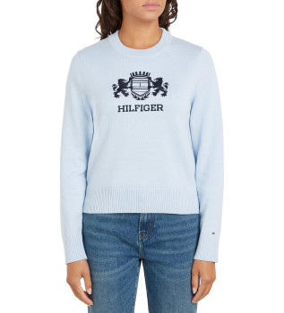 Pull bleu  col ras du cou