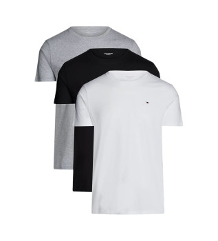 Lot de 3 t-shirts  col ras du cou gris, noir, blanc