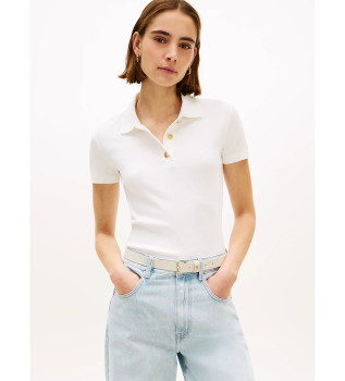 Schmal geschnittenes Poloshirt mit beigen Goldkn�pfen