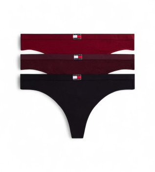 Lot de 3 tongs Hritage noir, bordeaux, rouge