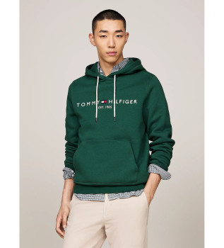 Sweatshirt com capuz, cordo e logtipo verde bordado