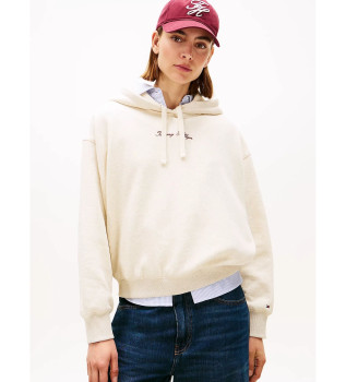 Sweat  capuche beige avec logo textur