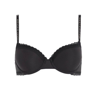 Soutien-gorge noir en dentelle tonale