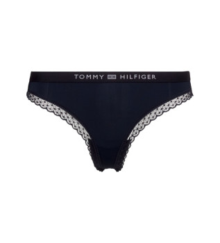 Tanga avec logo et dentelle tonale marine