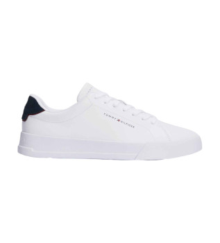 Leren sneakers met rechter detail wit