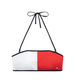 Haut de bikini color block blanc, rouge